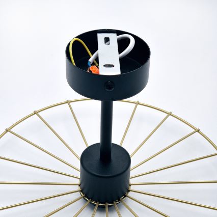Lampadario a sospensione con supporto rigido MONTANA 1xE27/15W/230V diametro 30 cm oro/nero