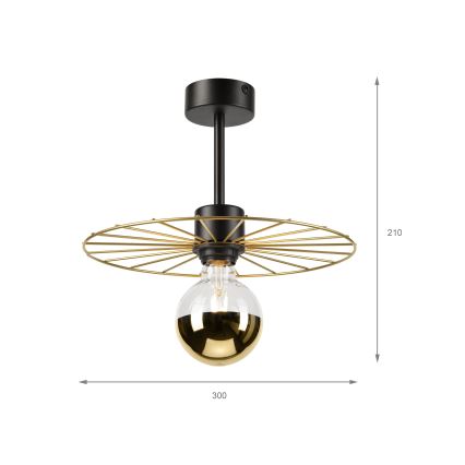 Lampadario a sospensione con supporto rigido MONTANA 1xE27/15W/230V diametro 30 cm oro/nero