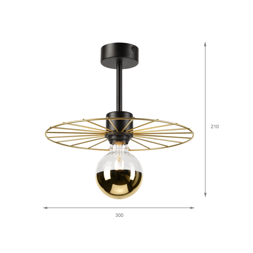 Lampadario a sospensione con supporto rigido MONTANA 1xE27/15W/230V diametro 30 cm oro/nero
