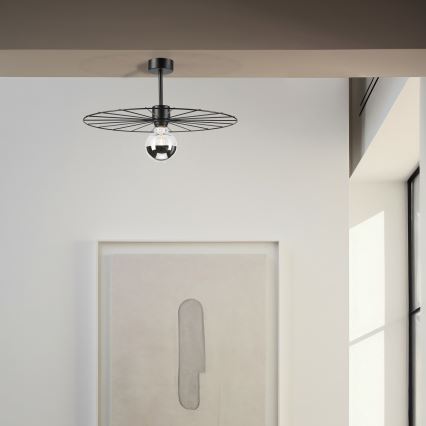 Lampadario a sospensione con supporto rigido MONTANA 1xE27/15W/230V diametro 45 cm nero