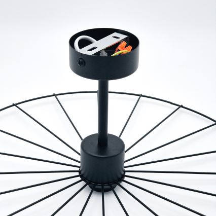Lampadario a sospensione con supporto rigido MONTANA 1xE27/15W/230V diametro 45 cm nero