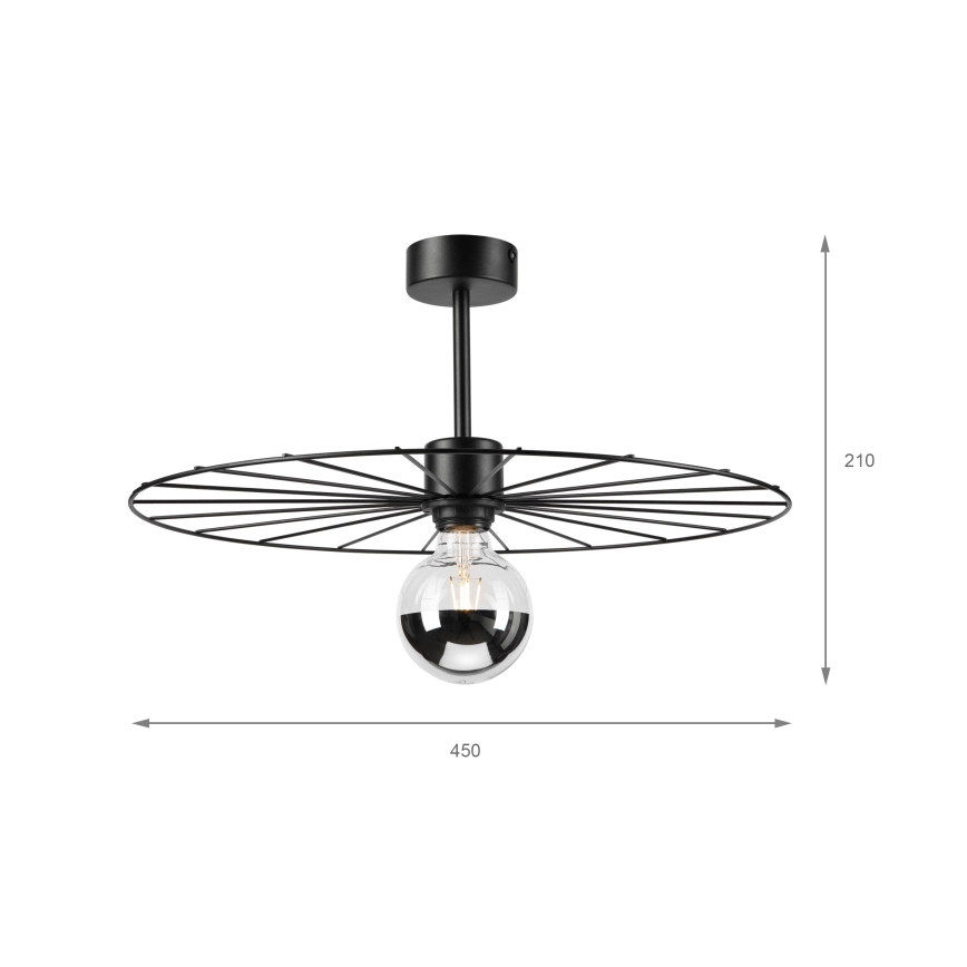 Lampadario a sospensione con supporto rigido MONTANA 1xE27/15W/230V diametro 45 cm nero