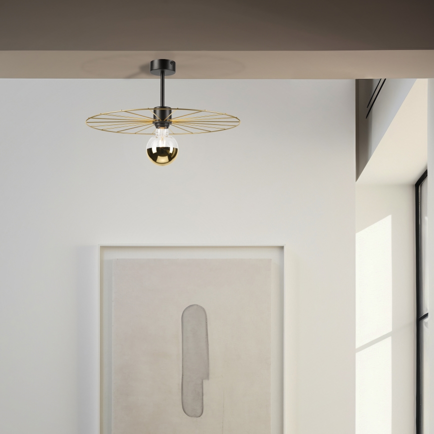 Lampadario a sospensione con supporto rigido MONTANA 1xE27/15W/230V diametro 45 cm oro/nero