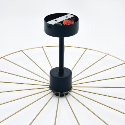 Lampadario a sospensione con supporto rigido MONTANA 1xE27/15W/230V diametro 45 cm oro/nero