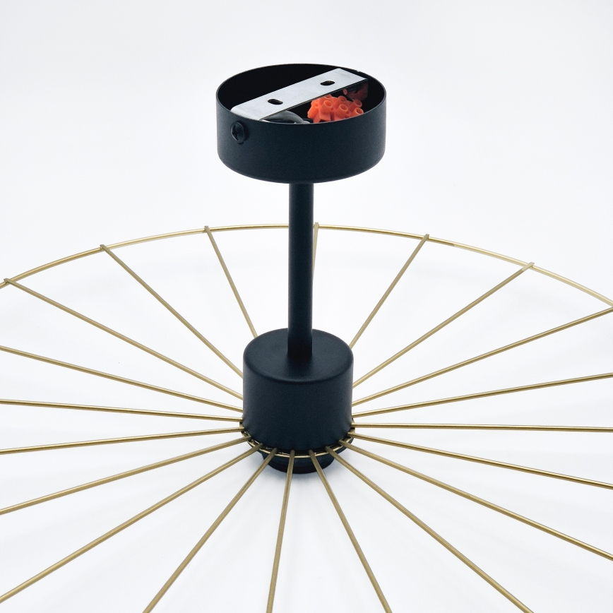 Lampadario a sospensione con supporto rigido MONTANA 1xE27/15W/230V diametro 45 cm oro/nero
