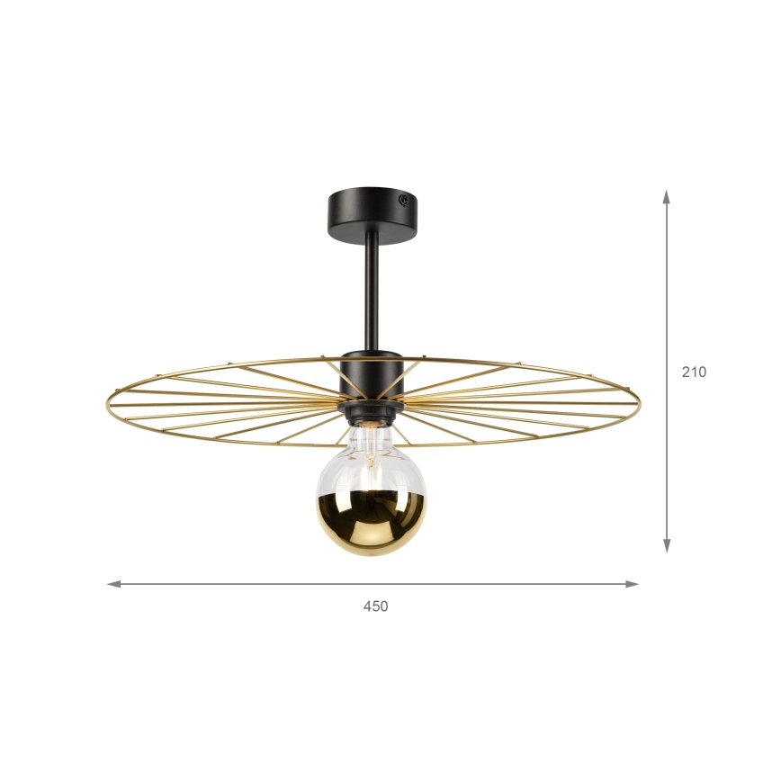 Lampadario a sospensione con supporto rigido MONTANA 1xE27/15W/230V diametro 45 cm oro/nero