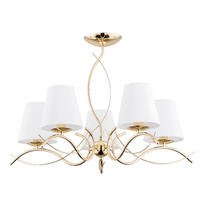 Lampadario a sospensione con supporto rigido MONZA 5xE14/10W/230V oro