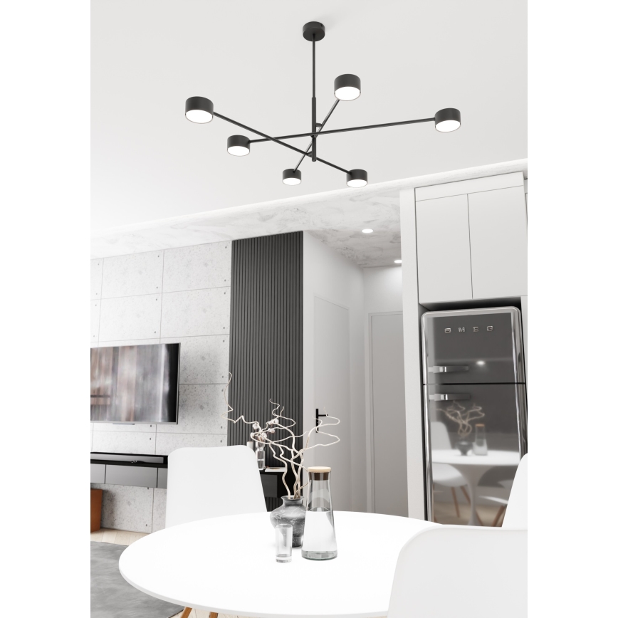 Lampadario a sospensione con supporto rigido NATSU 6xGX53/12W/230V nero