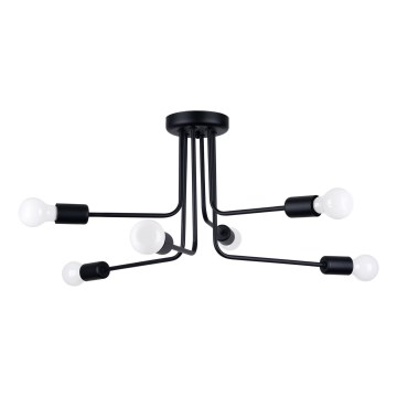 Lampadario a sospensione con supporto rigido NORAH 6xE27/15W/230V nero