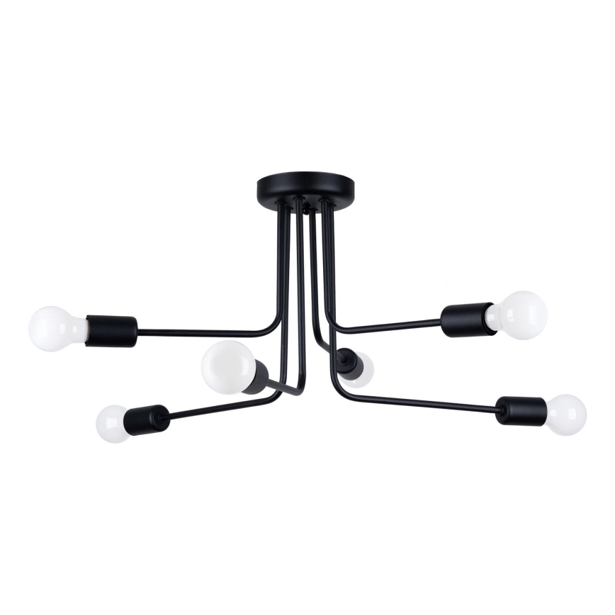 Lampadario a sospensione con supporto rigido NORAH 6xE27/15W/230V nero