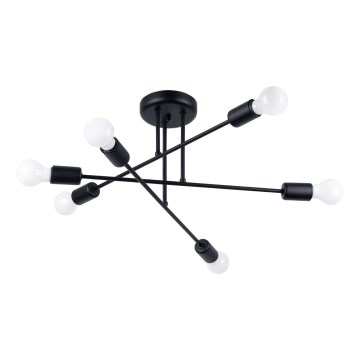 Lampadario a sospensione con supporto rigido NORAH 6xE27/15W/230V nero