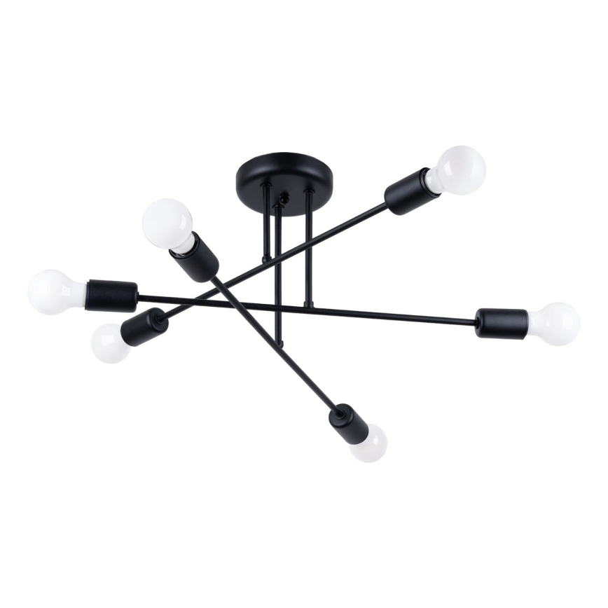 Lampadario a sospensione con supporto rigido NORAH 6xE27/15W/230V nero