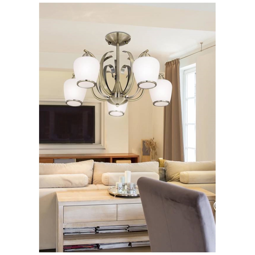 Lampadario a sospensione con supporto rigido OPERA 5xE27/60W/230V