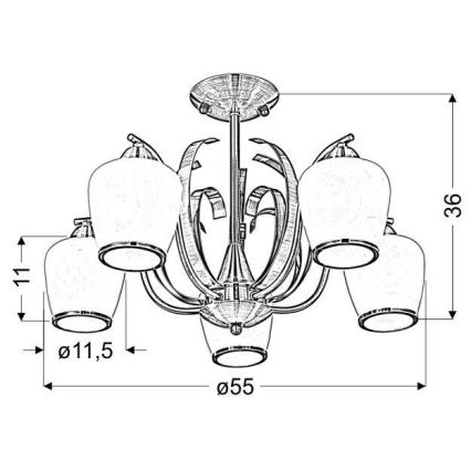 Lampadario a sospensione con supporto rigido OPERA 5xE27/60W/230V