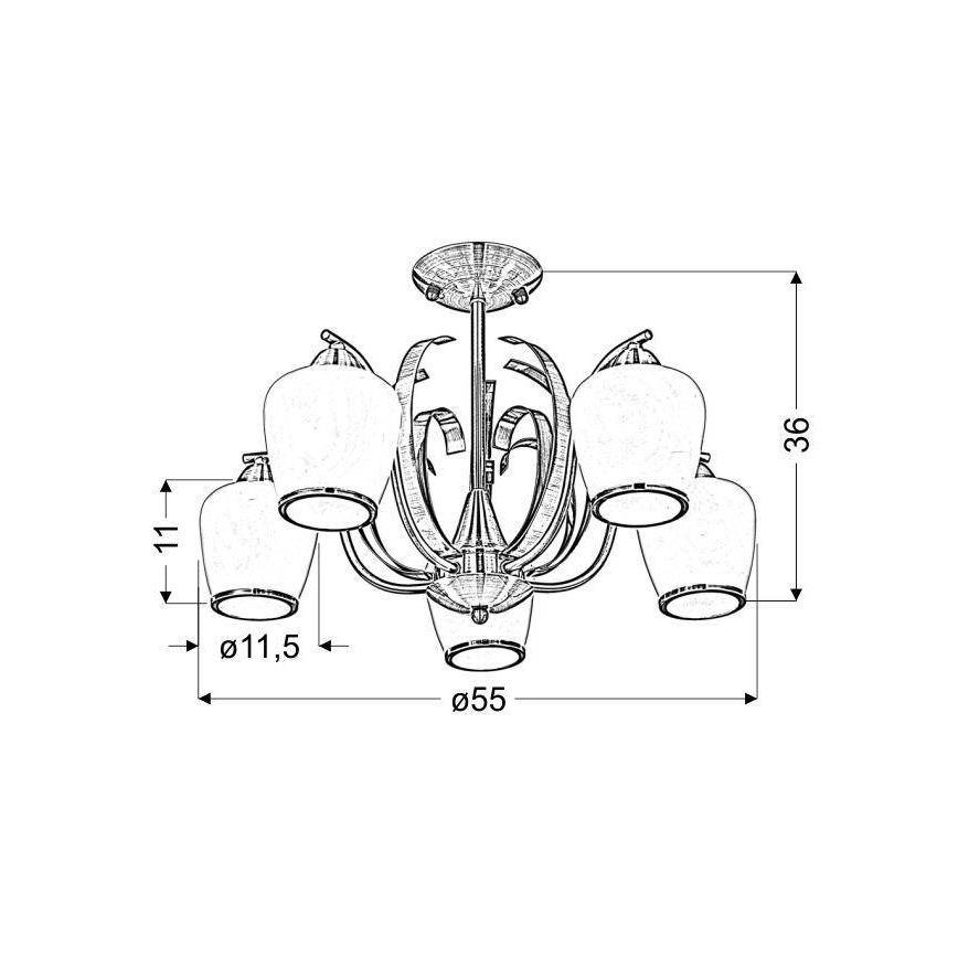 Lampadario a sospensione con supporto rigido OPERA 5xE27/60W/230V