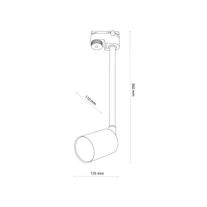 Lampadario a sospensione con supporto rigido per sistema ferroviario monofase TOP 1xGU10/10W/230V bianco