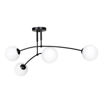 Lampadario a sospensione con supporto rigido PREGOS 4xE14/10W/230V nero