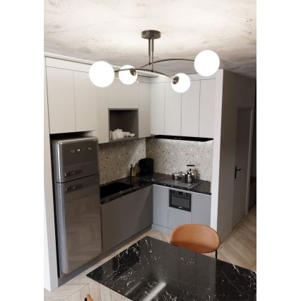 Lampadario a sospensione con supporto rigido PREGOS 4xE14/10W/230V nero