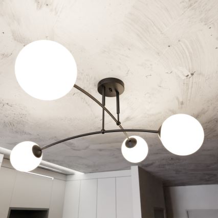 Lampadario a sospensione con supporto rigido PREGOS 4xE14/10W/230V nero
