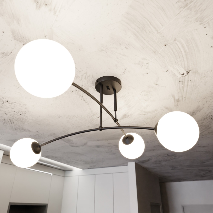 Lampadario a sospensione con supporto rigido PREGOS 4xE14/10W/230V nero