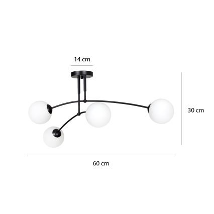 Lampadario a sospensione con supporto rigido PREGOS 4xE14/10W/230V nero
