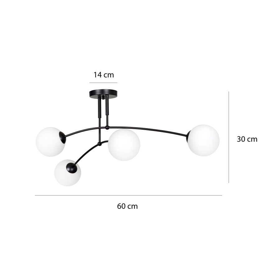 Lampadario a sospensione con supporto rigido PREGOS 4xE14/10W/230V nero