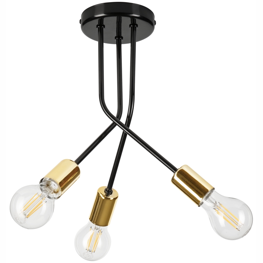 Lampadario a sospensione con supporto rigido PRIYA 3xE27/15W/230V nero