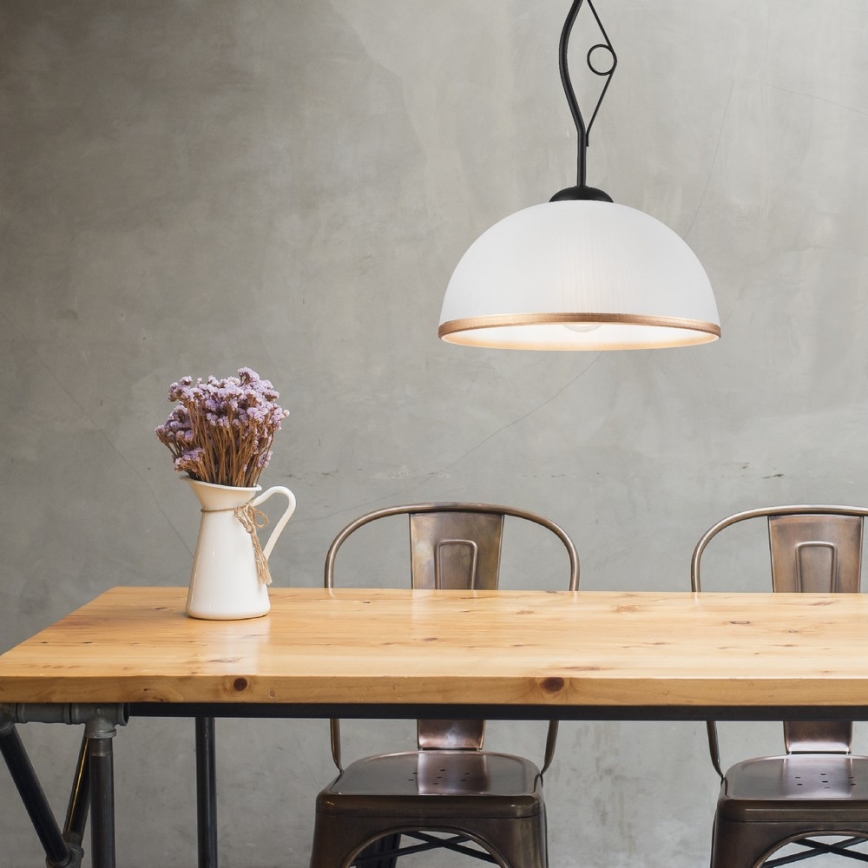 Lampadario a sospensione con supporto rigido RETRO 1xE27/60W/230V nero