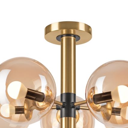 Lampadario a sospensione con supporto rigido ROLLO 5xE14/5W/230V oro/fumé beige