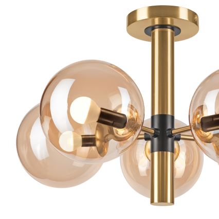 Lampadario a sospensione con supporto rigido ROLLO 5xE14/5W/230V oro/fumé beige