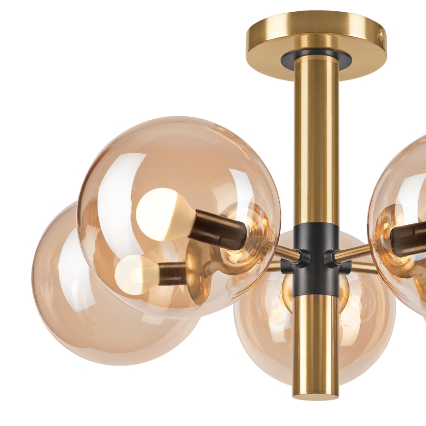 Lampadario a sospensione con supporto rigido ROLLO 5xE14/5W/230V oro/fumé beige