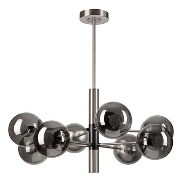 Lampadario a sospensione con supporto rigido ROLLO 8xE14/5W/230V cromo opaco/fumé