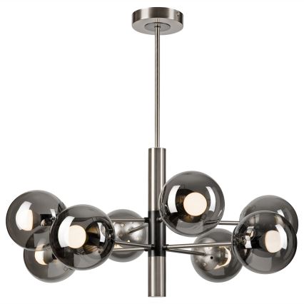 Lampadario a sospensione con supporto rigido ROLLO 8xE14/5W/230V cromo opaco/fumé