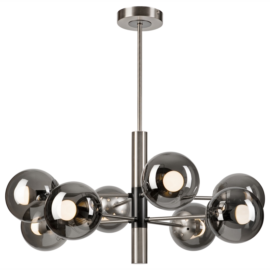 Lampadario a sospensione con supporto rigido ROLLO 8xE14/5W/230V cromo opaco/fumé