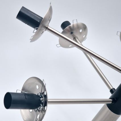 Lampadario a sospensione con supporto rigido ROLLO 8xE14/5W/230V cromo opaco/fumé