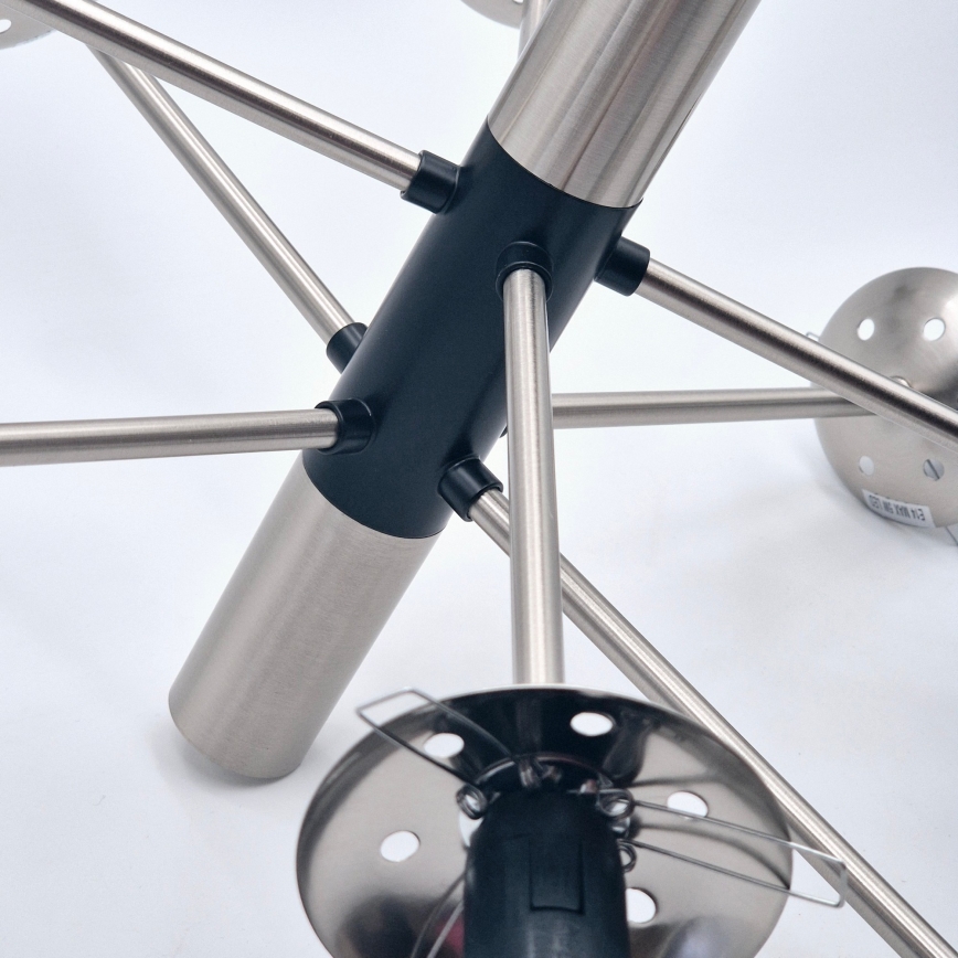 Lampadario a sospensione con supporto rigido ROLLO 8xE14/5W/230V cromo opaco/fumé
