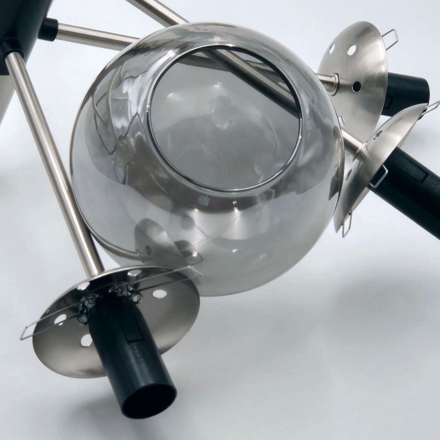 Lampadario a sospensione con supporto rigido ROLLO 8xE14/5W/230V cromo opaco/fumé
