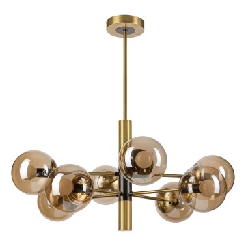 Lampadario a sospensione con supporto rigido ROLLO 8xE14/5W/230V oro/fumé beige