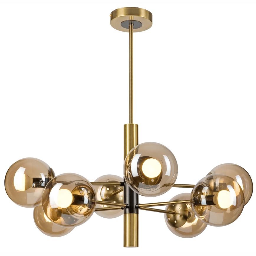 Lampadario a sospensione con supporto rigido ROLLO 8xE14/5W/230V oro/fumé beige