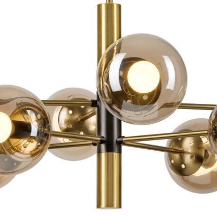 Lampadario a sospensione con supporto rigido ROLLO 8xE14/5W/230V oro/fumé beige