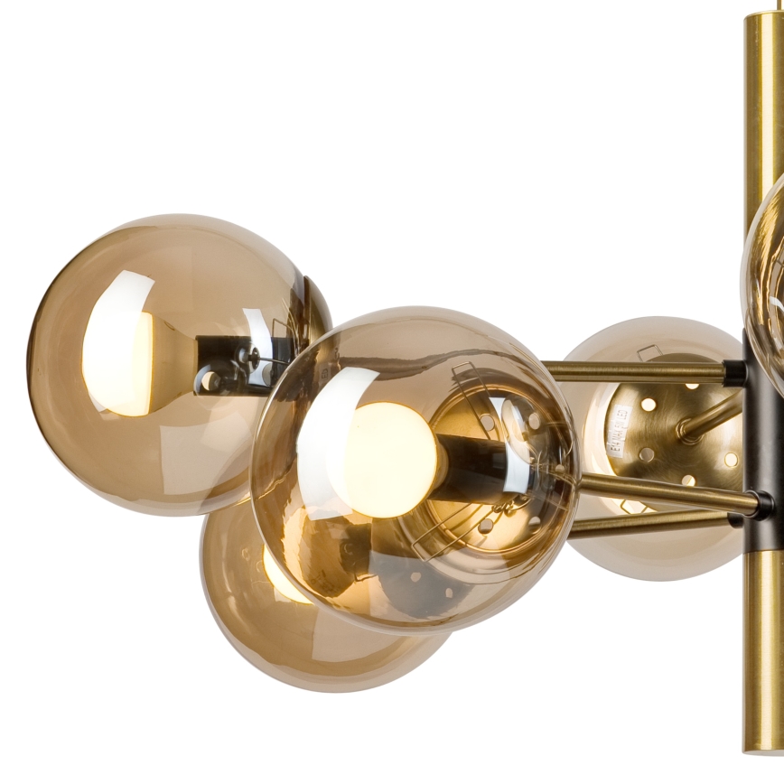 Lampadario a sospensione con supporto rigido ROLLO 8xE14/5W/230V oro/fumé beige