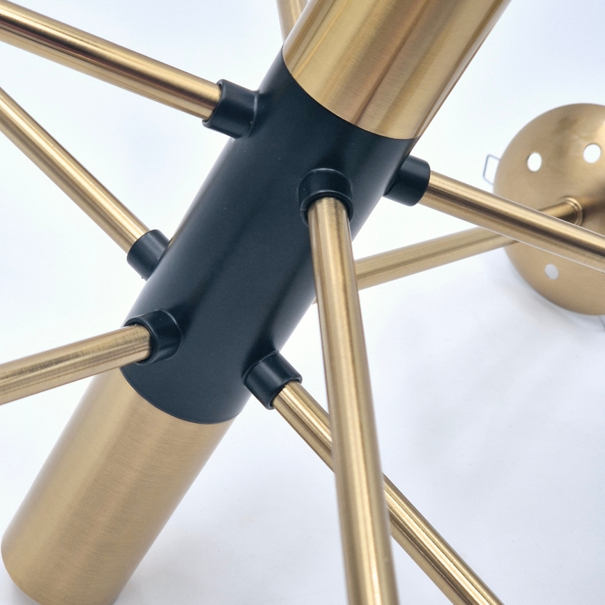 Lampadario a sospensione con supporto rigido ROLLO 8xE14/5W/230V oro/fumé beige