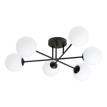 Lampadario a sospensione con supporto rigido ROMA 6xE14/10W/230V nero/bianco