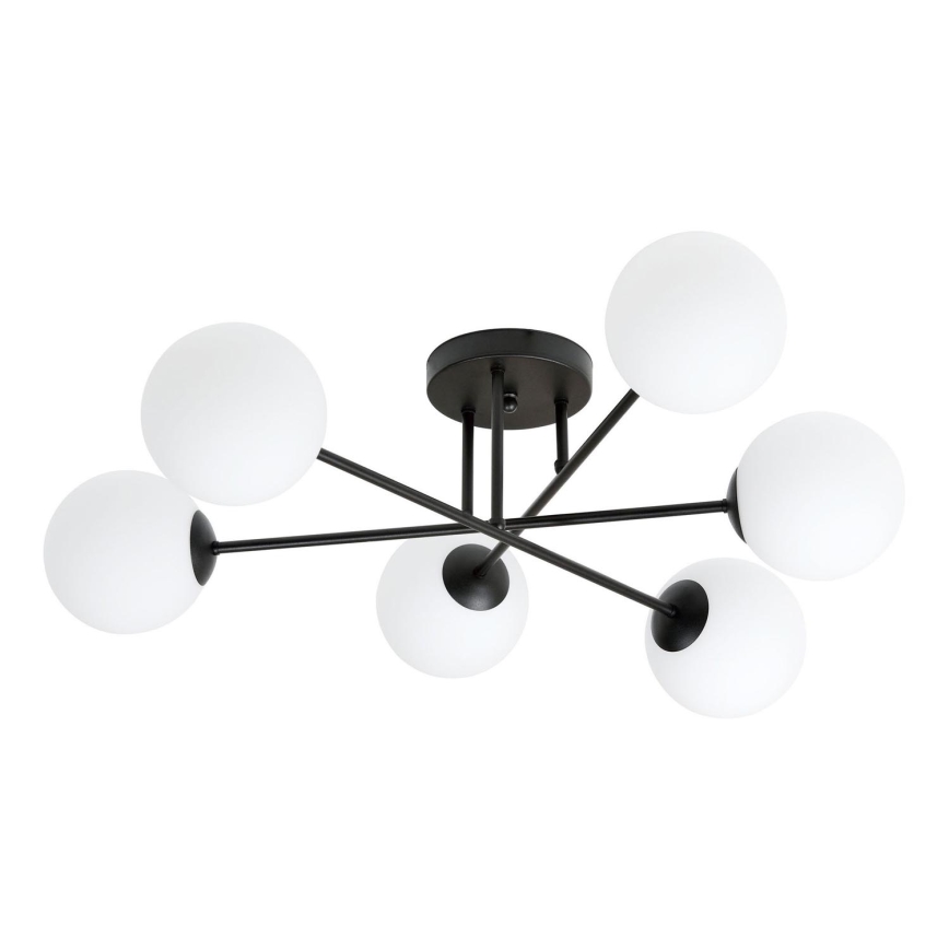 Lampadario a sospensione con supporto rigido ROMA 6xE14/10W/230V nero/bianco
