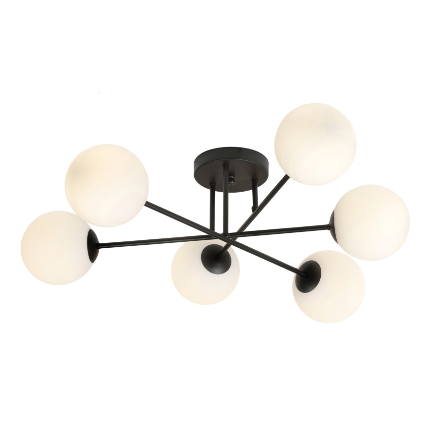 Lampadario a sospensione con supporto rigido ROMA 6xE14/10W/230V nero/bianco