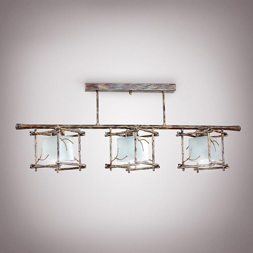 Lampadario a sospensione con supporto rigido SAVANNAH KUBO 3xE27/40W/230V chiaro