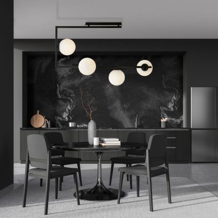 Lampadario a sospensione con supporto rigido SOMA 4xE14/10W/230V nero/bianco