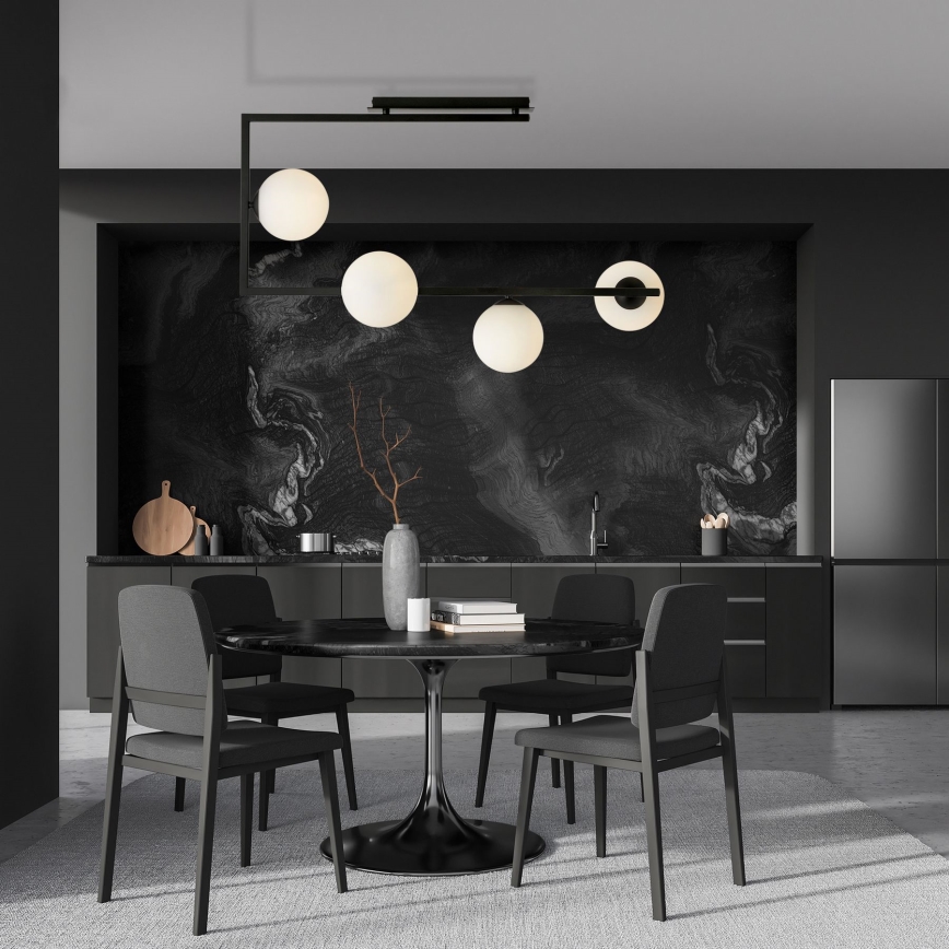 Lampadario a sospensione con supporto rigido SOMA 4xE14/10W/230V nero/bianco