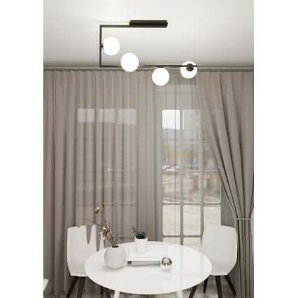 Lampadario a sospensione con supporto rigido SOMA 4xE14/10W/230V nero/bianco