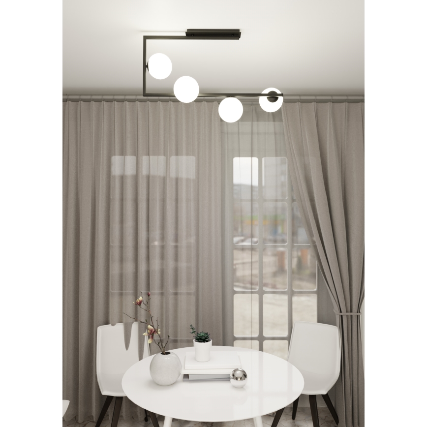 Lampadario a sospensione con supporto rigido SOMA 4xE14/10W/230V nero/bianco